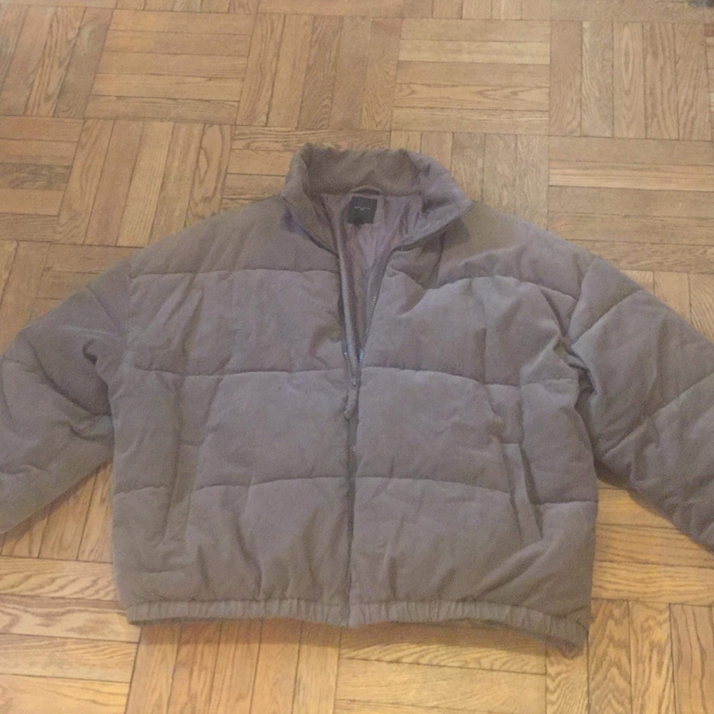 super cool corduroy puffer Jacket, bomber cut, brown/grey, xxl, relaxed fit ,